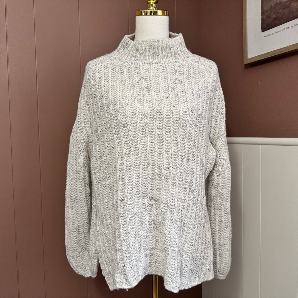 Anthropologie Pilcro Wool/Cotton Blend Open Weave Knit Mockneck